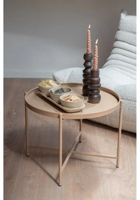 Béžový kovový okrúhly konferenčný stolík ø 50 cm Meseta – Leitmotiv