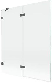 Mexen Lunar, 2-krídlová vaňová zástena ľavá 140 x 150 cm, číre sklo, grafitová, 897-140-100-66-00-L