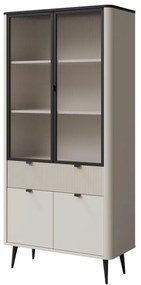 Vitrína Rotevio 1SD2W RT02, Farby: kašmír / kašmír + orech