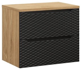 Závěsná skříňka Ocean s deskou 70 cm černá/dub olejovaný
