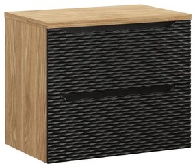 Závesná skrinka Ocean s doskou 70 cm čierna/dub olejovaný