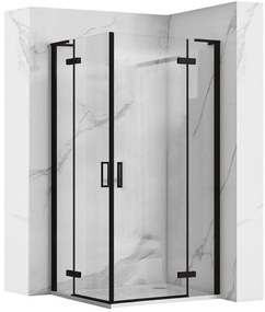 Rea Hugo Double, 2-krídlový sprchovací kút 80 (dvere) x 80 (dvere) x 200 cm, 6mm číre sklo, čierny profil, REA-K6600