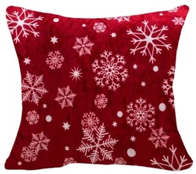 Mikroplyšová obliečka na vankúšik SNOWFALL 45x45 cm, červený