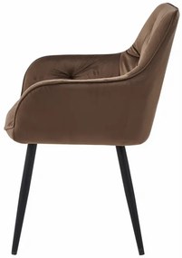 Jedálenská stolička JORK zamatová, hnedá (čierne nohy)