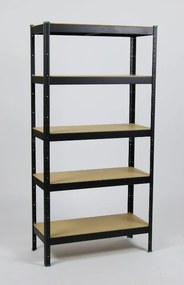 Regál 1800x900x300 mm lakovaný 5-policový, nosnosť 875 kg - ČIERNY