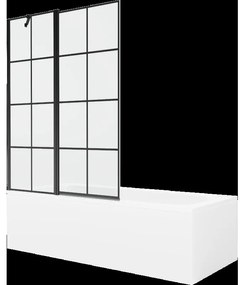 Mexen Vega obdĺžniková vaňa 160 x 70 cm s obkladom a 1-krídlovou sprchovou zástenou 120 cm, Čierny vzor - 550116070X9412117077