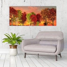 Obraz - Farebné stromy (120x50 cm)
