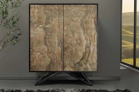 Luxusná vysoká skrinka Asia z akáciového masívu a prírodného kameňa 100cm