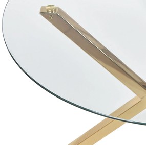 Okrúhly sklenený jedálenský stôl ⌀ 90 cm zlatý SAVONI Beliani