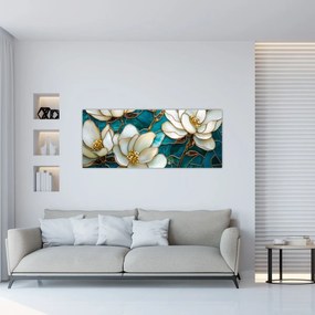 Obraz - Vitráž s magnóliou (120x50 cm)