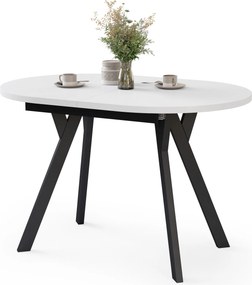 Mazzoni ALMO Biely mat / čierne nohy - OVÁLNY ROZKLADACÍ STÔL 120-220 cm PRE 10-12 OSÔB
