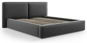 Tmavosivá zamatová čalúnená dvojlôžková posteľ s úložným priestorom s roštom 180x200 cm Arendal – Cosmopolitan Design