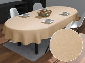 Biante Teflónový oválny obrus TF-092 Ornamenty - béžová light 100x140 cm