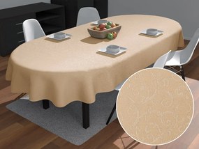 Biante Teflónový oválny obrus TF-092 Ornamenty - béžová light 60x100 cm