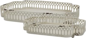 Súprava 2ks kovových krémových tácok s krajkovým okrajom Vintage Lace – 35*25*6 cm