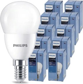 10x LED žiarovka PHILIPS E14 72 – studená farba 6500K 230V CorePro