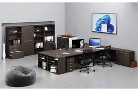 Ergonomický kancelársky pracovný stôl PRIMO WOOD, 1800 x 1200 mm, pravý, wenge