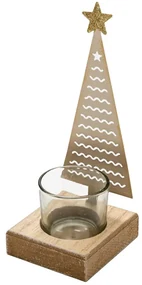 Vianočný kovový svietnik CHRISTMAS TREE 18 cm zlatý