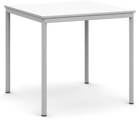 Jedálenský stôl, 800 x 800 mm, doska biela, podnož sv. sivá