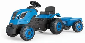 Šliapací traktor Farmer XL modrý s vozíkom