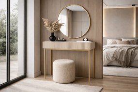 Toaletný stolík Nicole so zlatým zrkadlom 60 cm - kašmír / zlaté nohy