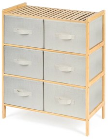 G21 Bambusová polica s košíkmi, 3 police, béžová, 3 poschodia