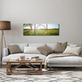 Obraz letnej lúky (s hodinami) (90x30 cm)