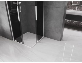 Mexen Velar L Duo, sprchový kút s posuvnými dverami 100 x 100 cm, 8mm šedé sklo, biela matná, 871-100-100-02-43-20