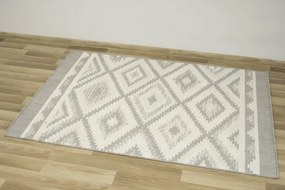 Šnúrkový koberec Berg 28364/34 Aztec Romby - sivý / krém