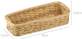 Prútený plastový košík, organizér na príbory WICKER 28 x 11,5 x 8,5 cm