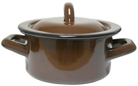 Kastról smalt + pokr. 12cm/0,5L bez dekoru, tmavo hnedý KLC