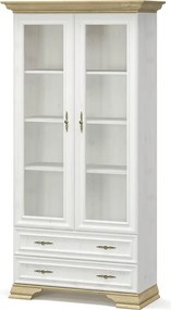 Vysoká vitrína JARMANKA 2W2DRW, borovica/dub zlatý