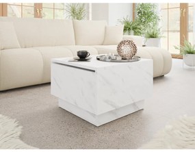 Konferenčný stolík s úložným priestorom Naeska 60 x 60, Farby: biely mramor