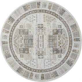 My Flair, Kusový koberec My Kashkuly CA60046 creme kruh, 120x120 (priemer) kruh, šedá, chodba / predsieň
