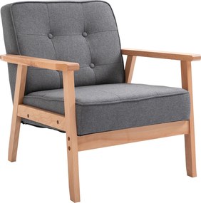 HOMCOM Jednolôžková Pohovka Lounge Kreslo S Čalúnením a Dreveným Rámom Šedá Ľan 64.5 x 70 x 74 cm | Aosom