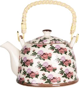 Porcelánová kanvica na čaj s motívom ruží - 18*14*12 cm / 0,8L