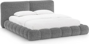 Tmavosivá čalúnená dvojlôžková posteľ s úložným priestorom s roštom 160x200 cm Solange – Micadoni