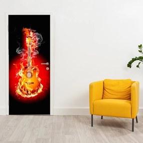 Fototapeta na dvere - Ohnivá gitara (95x205cm)