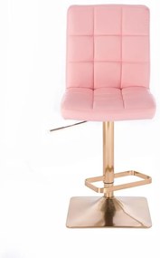 LuxuryForm DESIGN Barová stolička TOLEDO na zlatej hranatej podstave - ružová
