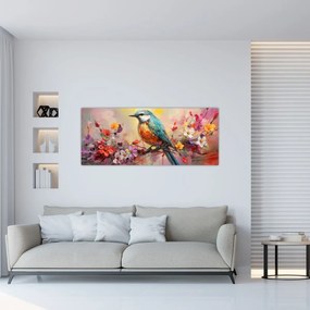 Obraz - Maľba vtáčika (120x50 cm)