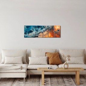 Obraz - Voda a oheň (s hodinami) (90x30 cm)