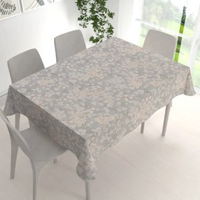 Biante Bavlnený obdĺžnikový obrus Sandra SA-634 Biele čerešňové kvety na sivom 50x100 cm