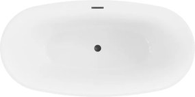 Mexen Eris, voľne stojaca vaňa 170 x 80 cm, biela-čierna, čierny prepad, 53441708075-70