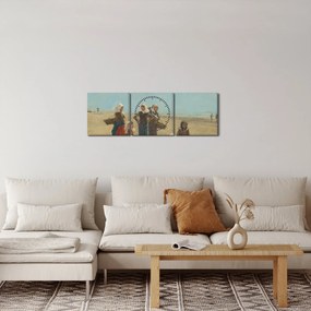 Obraz - Eugène Boudin, Women on the Beach at Berck, reprodukcia (s hodinami) (90x30 cm)