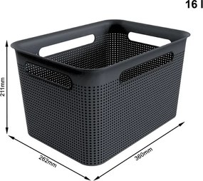 Rotho Úložný box s vekom a s držadlami BRISEN 16l, 36x26,2x21cm, čierny