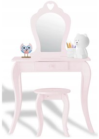 Ružový detský toaletný stolík s taburetkou