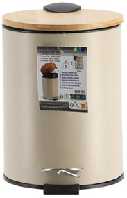 Odpadkový kôš Timeless, svetlobéžová/s drevenými prvkami, 2,5L