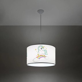Detské závesné svietidlo Unicorn, 1x plastové tienidlo so vzorom, (fi 40cm)