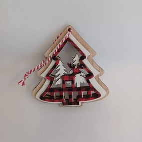 DECOLED Ozdoba, stromček, 9,5 x 10,5 cm, drevená