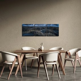 Obraz výhľadu na Islandskej vrcholky (s hodinami) (90x30 cm)